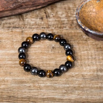 Natural Stone Bracelet: Tiger's Eye, Hematite & Black Obsidian - Artena