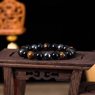 Natural Stone Bracelet: Tiger's Eye, Hematite & Black Obsidian - Artena